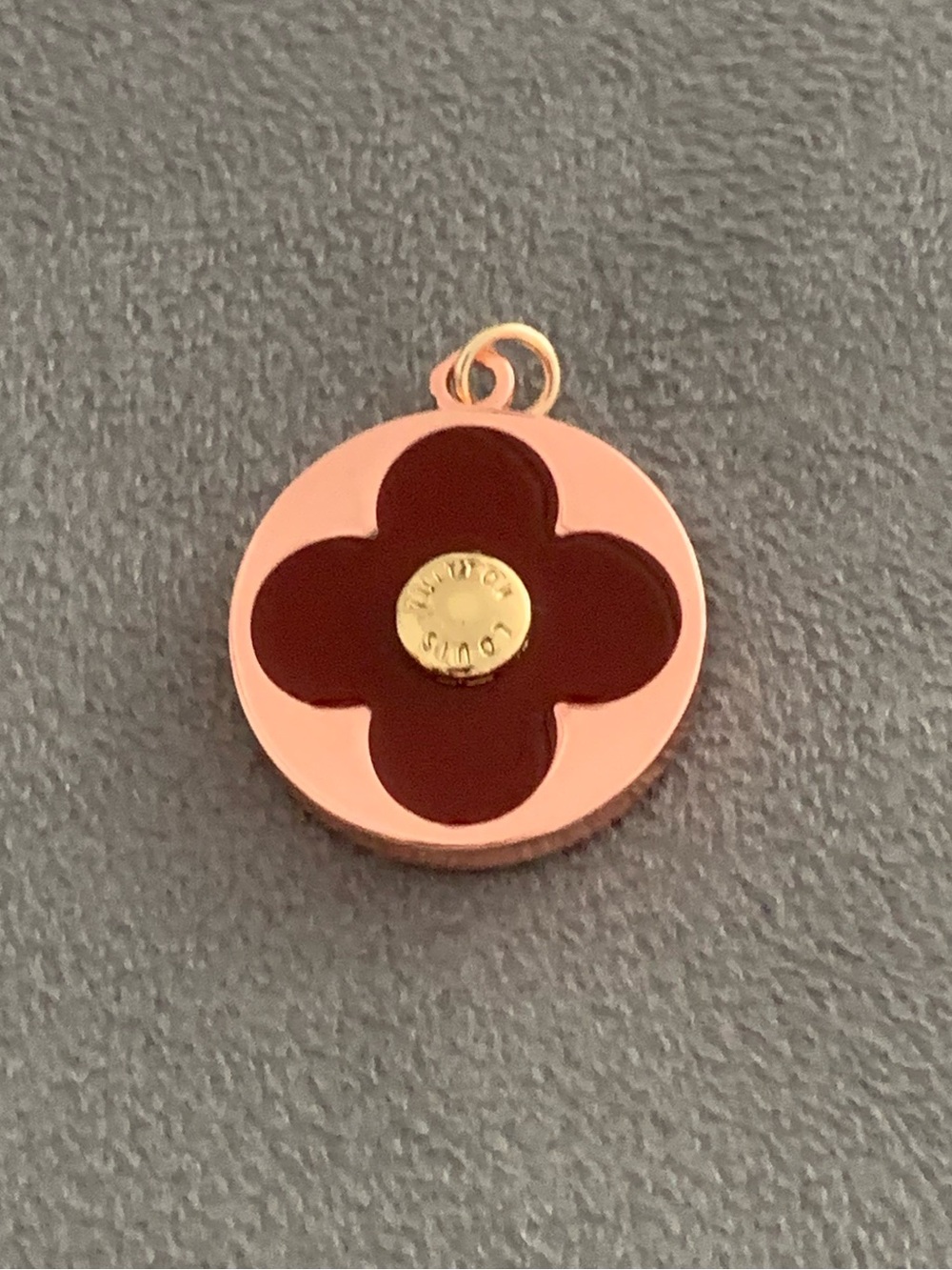 Rose Pink and Burgundy Floral Disc Pendant Necklace Charm